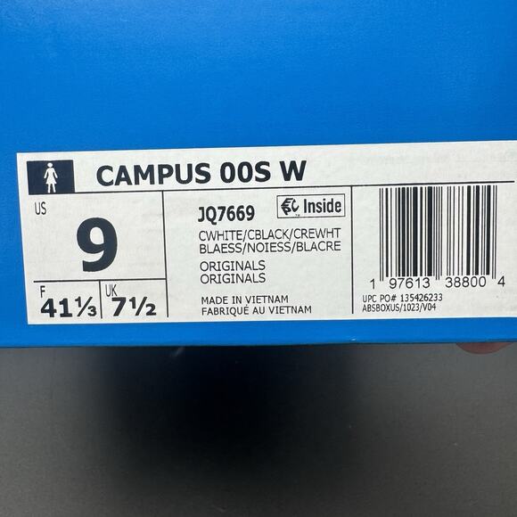 Adidas Campus 00S Core Black Suede Embossed Gum Sole Excellent Condition Size 9 - Picture 9 of 9